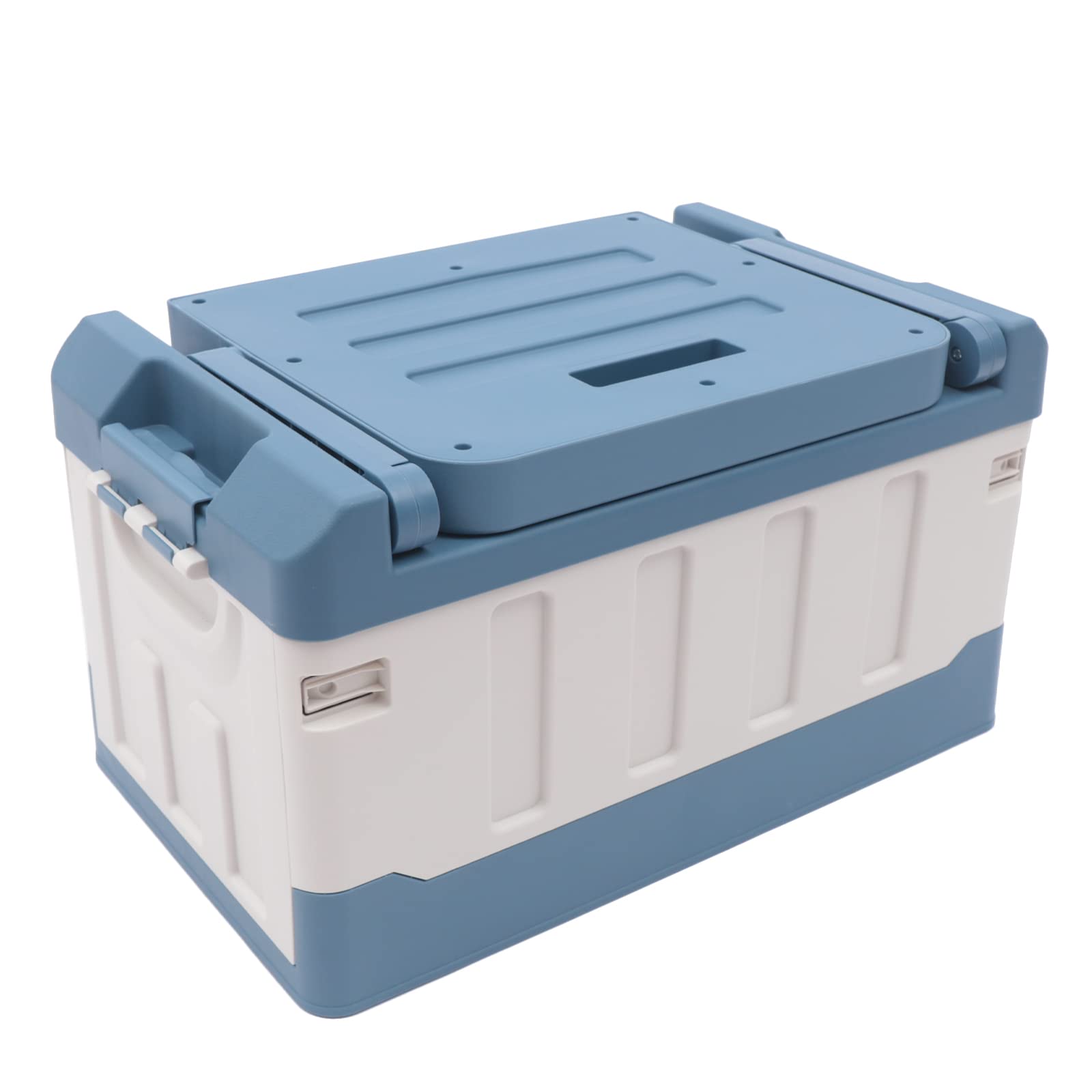 Caja de aparejos de pesca con asiento, contenedor de almacenamiento plegable versátil para camping, senderismo, viajes, organizador apilable para aventuras al aire libre