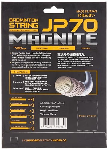Image of Hundred JP 70 Magnite Badminton String | 0.70 mm High Repulsion & Control | Superior Tension Hold & Shock Absorption | Crisp Hitting Sound
