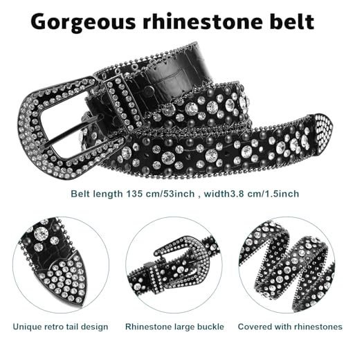 4 Pcs Cowboy Accessories Set Rhinestone Belt for Women Crystal Sunglasses Rhinestone Necklace and Bracelet Chain for Women Men2