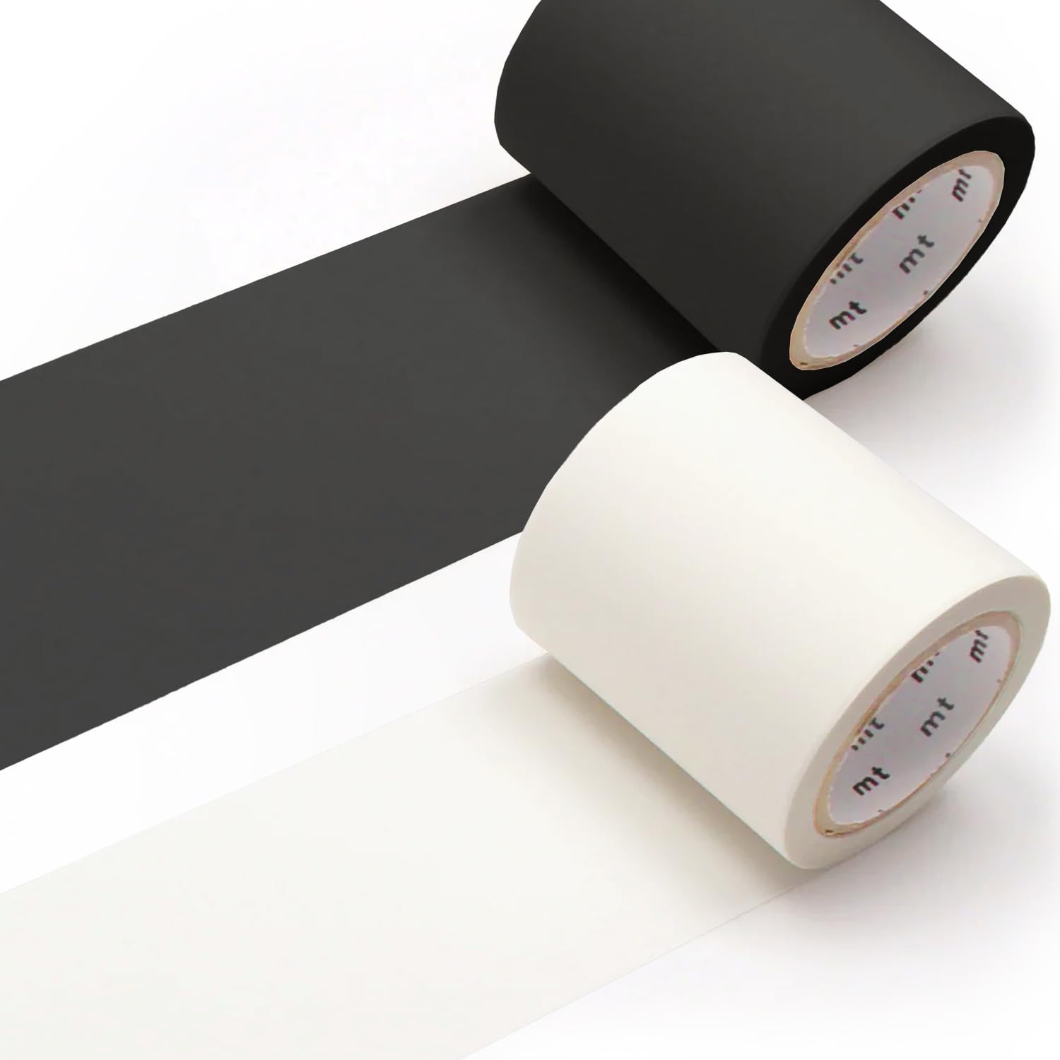 MT Washi Masking Tape - Kamoi Paper Washi Adhesive Tape - 50mm * 7m - Pack of 2 Rolls (Black & White)
