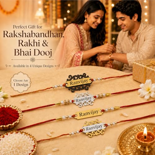 Image of SAVRI Personalized Laser Foil Rakhi With Name engraved on it. Best gift for Brother on Rakshabandhan, latest and trendy Rakhi for Bhai on Bhai dooj | Name waali Rakhi. Selet any one design only.