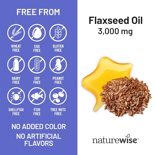 NatureWise Flaxseed Oil 3000 mg, Fish Free Omega 3 with 1500 mg ALA - Plant Based Omega 3 6 9 Supplement - Organic, Cold Pressed, Non-GMO - 120 Softgels[40-Day Supply] - image 5