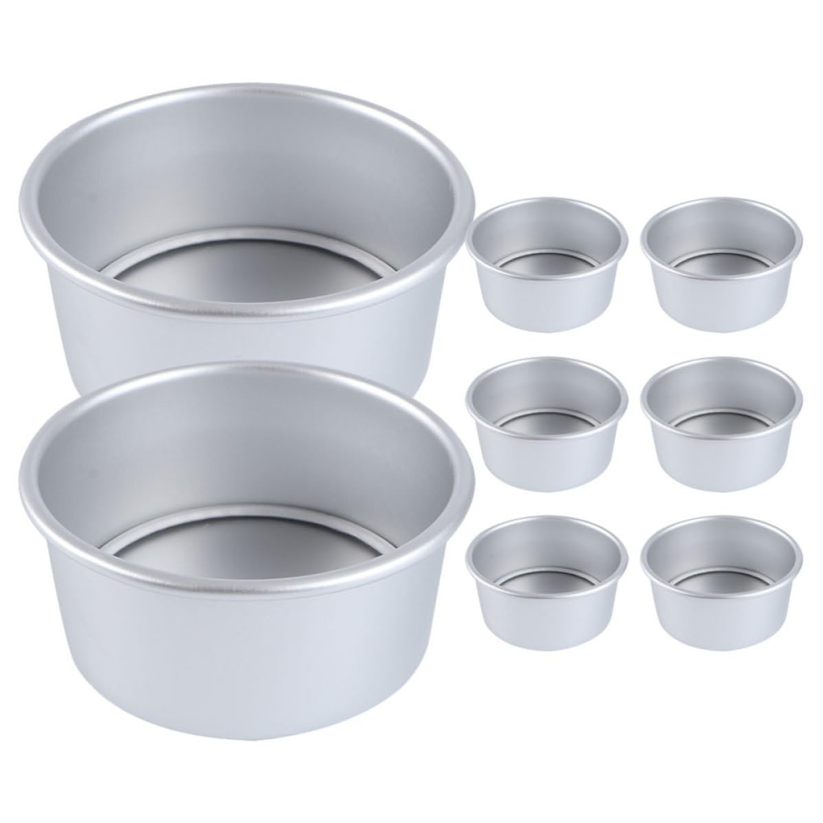 Veemoon Molde con Pequeño para Redondo de Pasteles o Aleación de Aluminio Base Extraíble y Apto 8 Unidades para Horno para Uso en Casa Tienda