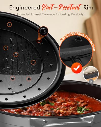 Image of Nuwave Lux 6QT Enameled Cast Iron Dutch Oven, Cast Iron Knob, Black Sesame