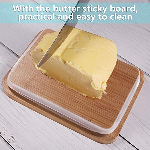 77L Butter Dish - Ceramic Butter Dishes Perfect for 2 Sticks of Butter, Multi - purpose Butter Container with Wooden Lid for Kitchen, Large Butter Holder (White)