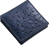[三京商会] 小銭入れ コインケース ミニ 財布 メンズ オーストリッチ レザー 本革 ボックス型 BOX (アイリスブルー)