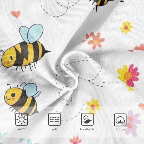 CHIFIGNO Cute Cartoon Bees Floral White Boy Briefs Cotton Boys Underwear Breathable Soft Briefs Underwear3