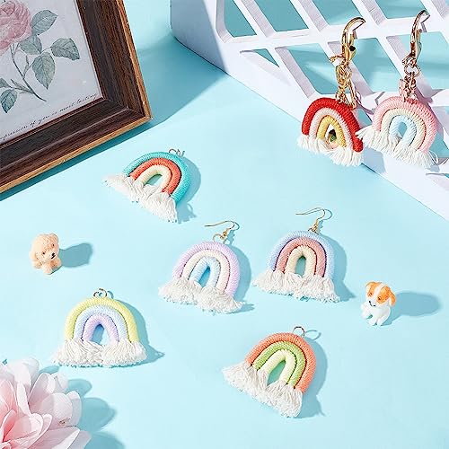 OLYCRAFT 7Pcs 7 Colors Handmade Weaving Rainbow Tassel Macrame Woven Rainbow Tassel Pendants Woven Cotton Keychain Charms Woven Tassel Charms with Loops for DIY Keychains Keyrings Decorations - Image 4