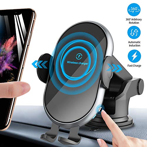 Wireless Car Charger Mount, Sensor Auto Clamping 10W Fast Charging Air Vent Phone
