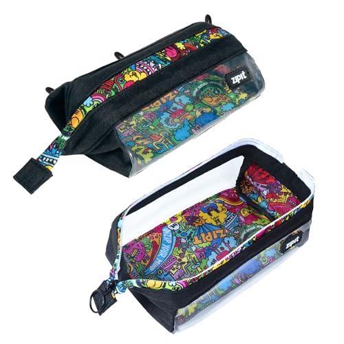 ZIPIT Trousse à Crayons Lenny Transparente | Trousse Scolaire de Grande capacité | Trousse à Crayons pour l'école, Le collège et Le Bureau