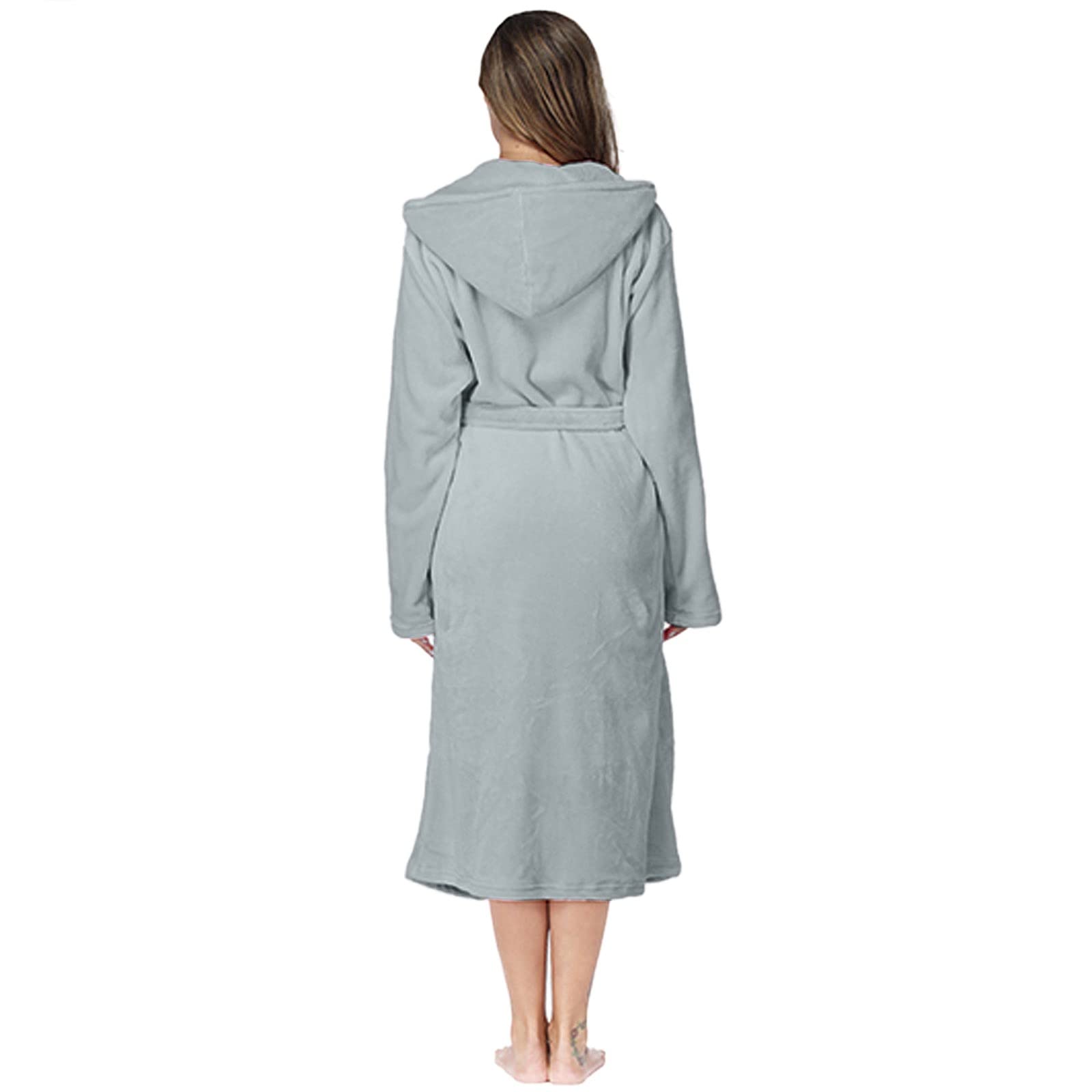 Générique Peignoir Femme avec Capuche Robe De Chambre Confort Absorbant Doux Pyjama Poches Leger Long Eponge pour Voyage, Piscine, Salle De Sport,