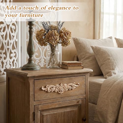 4 Stück Holzornamente für Möbel, Vintage Holz Ornamente Zierleisten, Holzschnitzerei Applique, für Möbel Bett Tür Fensterdekoration DIY Handgemacht