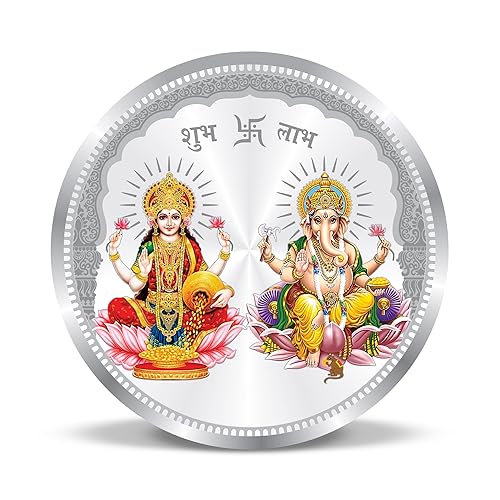 Image of ACPL Precious Moments Maa Laxmi and Ganesh Ji 999 Pure Silver Coin