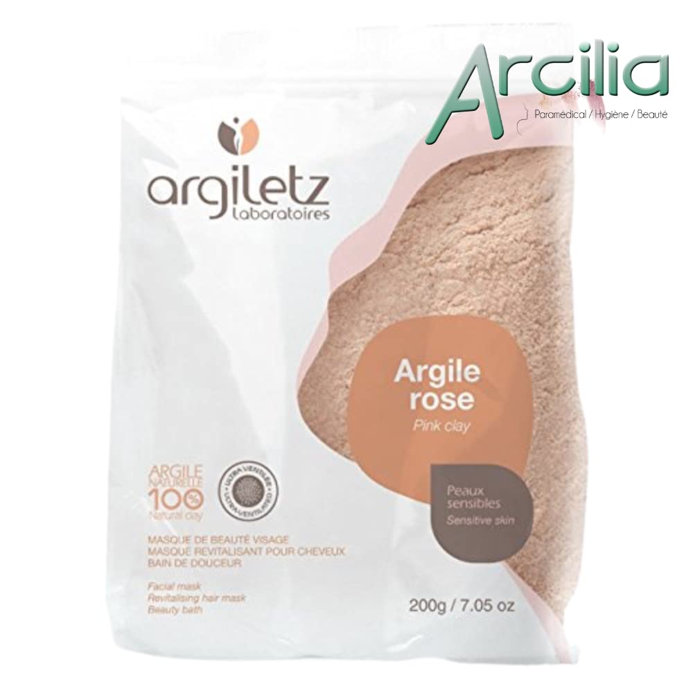 (ARCILIA) Argiletz - Lot de 6 - Masque & Bain Argile Rose 200g - Masque visage et cheveux et pour le bain - Peaux sensibles - Couleur Transparent Rose