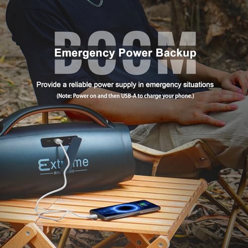 Image of DOSS Extreme Boom+ Loud Bluetooth Speaker with 100W Stereo Sound, Extra Bass, 20H Playtime, Party-Sync Led Lights, Built-in Power Bank, IPX6 Waterproof Outdoor Speaker for Camping, Travel-Copper Gold