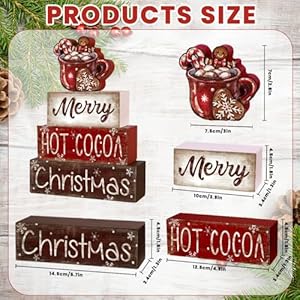 4Pcs Christmas Wooden Tabletop Decor Christmas Hot Cocoa Wooden Block Signs Gift Rustic Xmas Tiered Tray Decor Merry Christmas Centerpiece Sign Farmhouse Christmas Table Home Party Decor 4Pcs Christmas Wooden Tabletop Decor Christmas Hot Cocoa Wooden Block Signs Gift Rustic Xmas Tiered Tray Decor Merry Christmas Centerpiece Sign Farmhouse Christmas Table Home Party Decor