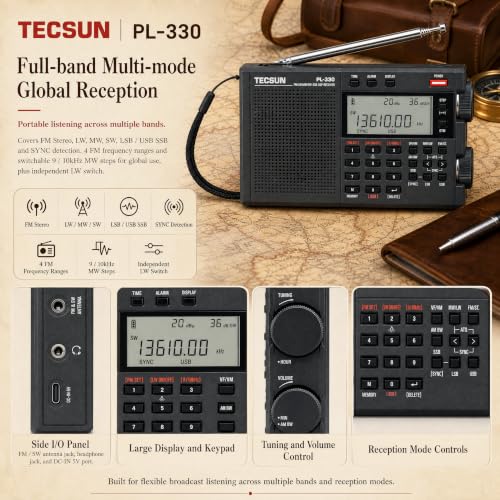 Image of Tecsun Digital PL330 AM /FM /LW /SW Worldband Radio with Single Side Band Receiver
