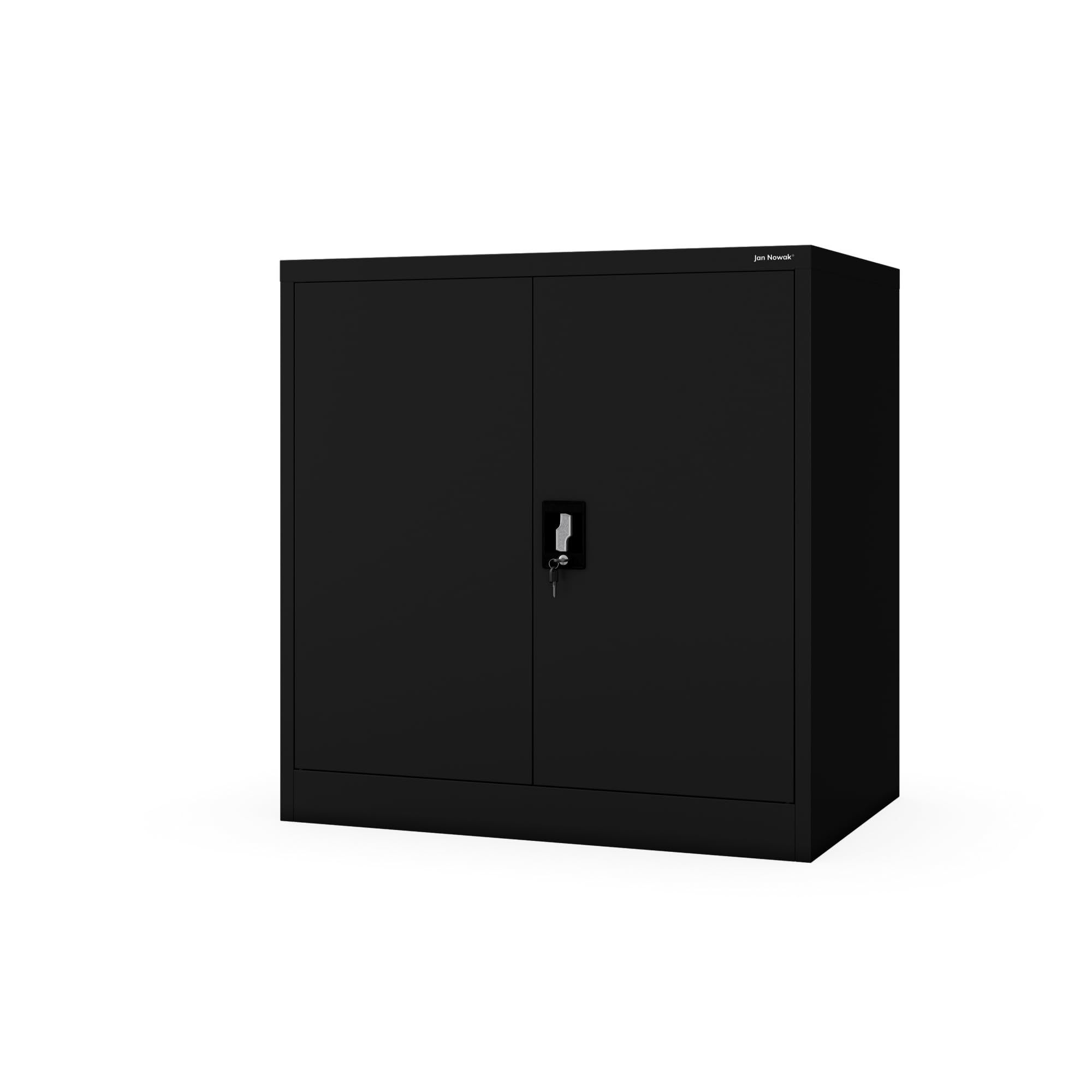 Jan Nowak Metallschrank abschließbar Büroschrank Werkstattschrank Dokumentenschrank Ordnerschrank kompakt aus Stahl 93 x 90 x 60 cm mit verstellbaren Regalböden, Aktenschrank