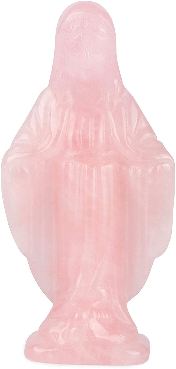 Artistone 3.35" Blessed Saintess Virgin Mary Gemstone Statue Figures Sculpture Collection Hand Carved Reiki Healing Crystal Stone(Rose Quartz)