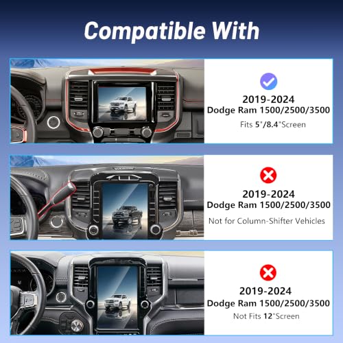 Image of Phone Mount for Dodge Ram 1500 /2500 /3500 (2019-2024, 5 inch & 8.4 inch), 15W Wireless Charger, Magnetic Phone Holder, Dashboard Car Holder,360,Hands-Free, 2022 Truck Driver Essentials(Not for Column Shifter)