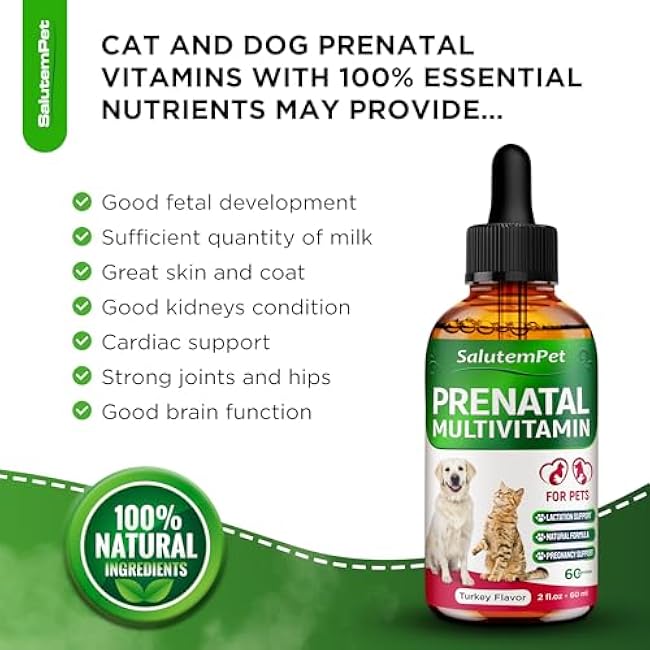 Dog Prenatal Vitamins for Moms During Lactating ¨C Prenatal Vitamins for Dogs & Cats of All Breeds to Care for Pet Development ¨C Multivitamin for Cats ¨C 2 Oz ¨C Herbal Supplement for Pets-B088NUya