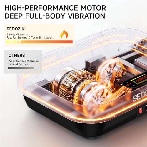 Image of SEDOZIK Vibration Plate Exercise Machine, 450lb Capacity Whole Body Vibrating Plate for Lymphatic Drainage, Shaker Board Platform for Weight Loss with Resistance Bands Bluetooth 120 Speeds