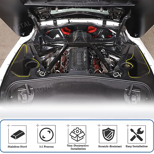 Image of Engine Bay Side Panel Cover Trim Compatible with Chevrolet Corvette C8 2020-2026, Rear Engine Covers, Engine Compartment Side Panel Decoration Accessories 5Pcs (Black)