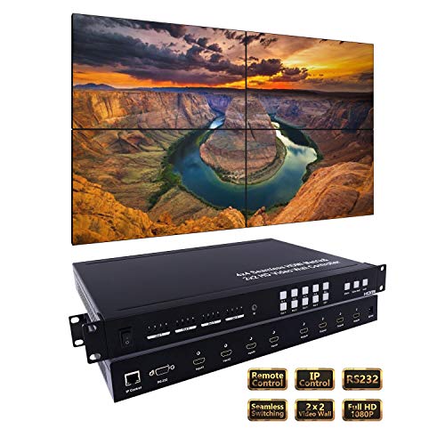 Sisthirth ProAV Serie Seamless 4 x 4 HDMI Matrix Switch HDMI Matrix Selector Switcher avec Quatre Image multiviewer 2 x 2 Video Wall Contrôleur