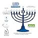 Rite Lite Blue Plastic Electric LED Low Voltage Chanukah Menorah with Clear Bulbs - Hanukkah Menorah Battery or USB Powered - Includes a Micro USB 4' Charging Cable