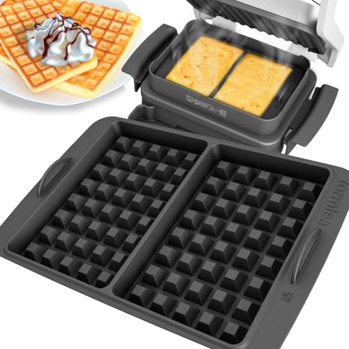 Waffeleinsatz kompatibel mit Tefal OptiGrill Standardmodellen 4in1 2in1 Elite Plus + Backschaleneinsatz aus Silikon Belgische Waffeln Waffel Zubehör