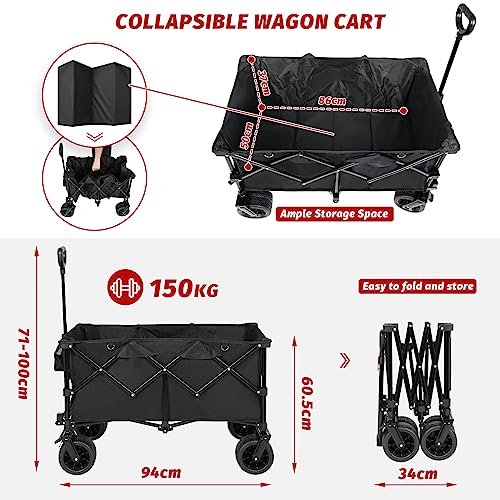 image for Advwin 200L Collapsible Folding Wagon, Heavy Duty Utility Beach Garden