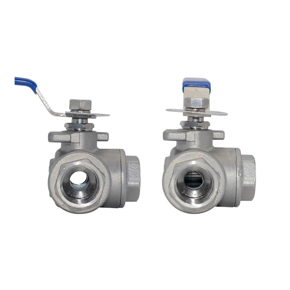 Adaptateur de connecteur de Robinet à Bille à 3 Voies en Acier Inoxydable 304, 1/2 "3/4" 1 "1-1/4" 1-1/2 "2" BSP Femelle, Port en T, for Eau, Huile, Air et gaz(3/4")