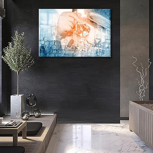 Image of 1 Panels Researchers do Chemical Experiments Wall Art Chemical Equations and Periodic Table Posters & Prints Living Room Pictures Wall Decor Stretched and Framed Ready to Hang (24 inch Wx36 H)