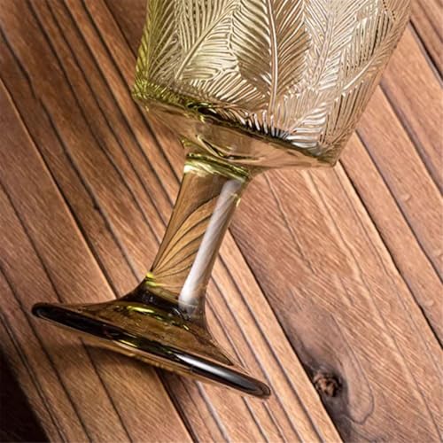 Copa vintage soplada a mano de 10.5 oz con diseño exclusivo de hoja texturizada 5