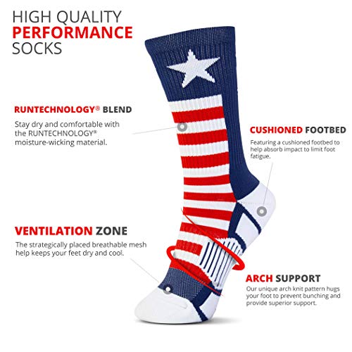 Crew Woven Mid-Calf Volleyball Socks | USA Red & White Blue3