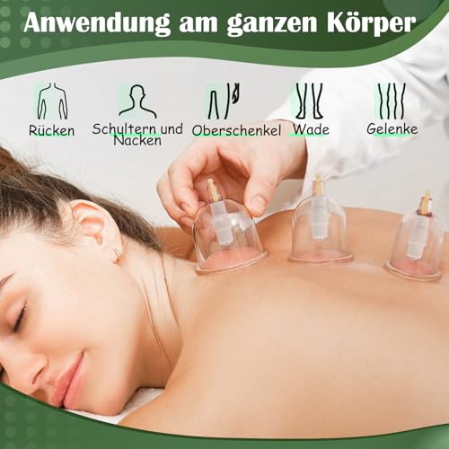 22 Stück Schröpfgläser mit Vakuumpumpe, Schröpfglas für Gesicht und Körper, Schröpfen zur Gegen Cellulite, Spannung und Entspannen Muskeln, Schröpfset mit Akupressurpunkt Magneten