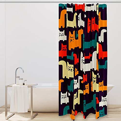 Rideau de douche chat imprimé polyester 167,6 x 182,9 cm