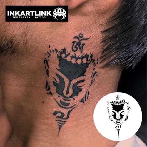 INKARTLINK Semi Permanent Tattoo Buddha Statue - Realistic Design