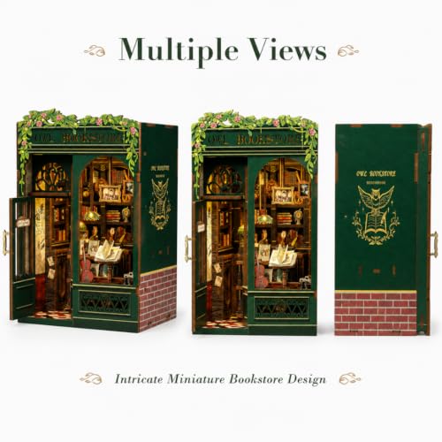 Image of Wanna Party Bookstore DIY Book Nook Kit, 3D Wooden Miniature House Puzzle, Bookshelf Insert Decor with Cozy Library Scene, Craft Building Kit for Adults & Teens 14+, Creative Room Decoration Gift