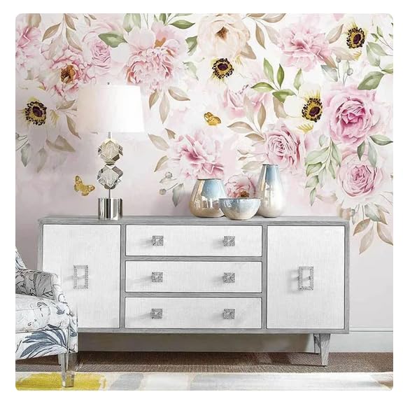 Papier peint mural 3D floral romantique premium | Fresque haute définition 350x256cm