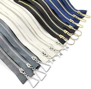 Metal Zipper fo Sewing 12 Pcs, 4 Sizes 15/20/30/40cm Mixed Colored Zipper with Geometry Metal Slider Close End DIY Craft Sewing Zipper for Pouch Tote Bag Purse Cushion and Pencil Case Clothes