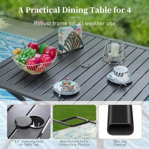 Image of SUNSHINE VALLEY 5pc Patio Dining Set, 37 inch Square Table & 4 Red Chairs