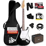 Complete electric guitar kit for beginners: Includes full-size 6-string electric guitar, 5W amplifier, gig bag, spare strings, shoulder strap and six picks suitable for guitar for beginners and advanced players Portable 5W amplifier with headphone ou...