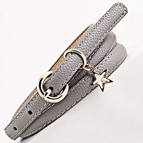 ASD Cinturón delgado de cuero para mujer gris gris