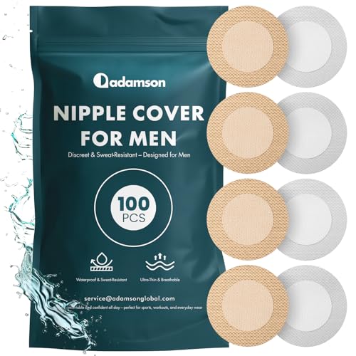 Adamson – 100 Pezoneras Hombre (50 Pares) – Cubre Pezones Deportivos para Running & Fitness – Nipple Covers Men - Protector de Pezón Hombre Antirrozaduras – PAC2