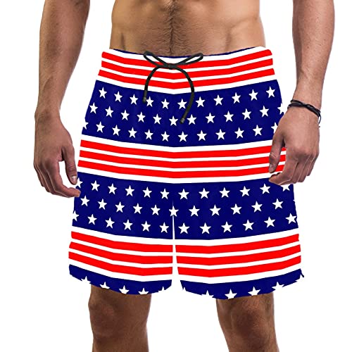 Short de bain bleu et rouge à rayures avec taille élastique confortable