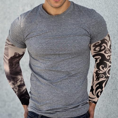 Image of YARIEW Tattoo Sleeves for Men, 6Pcs Fake Tattoos Sleeves to Cover Arms Sun Protection Sleeve Covers for Men and Women (Set 10)