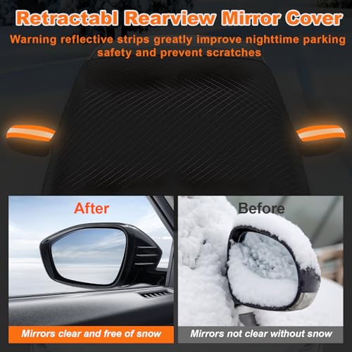 Image of Car Windshield Snow Cover, All Season Windshield Cover, Magnetic Windshield Snow Frost Ice Cover, Heavy Duty Windproof Waterproof UV Resistant, fit for Cars, SUV, Vans, Truck，47 * 63inch