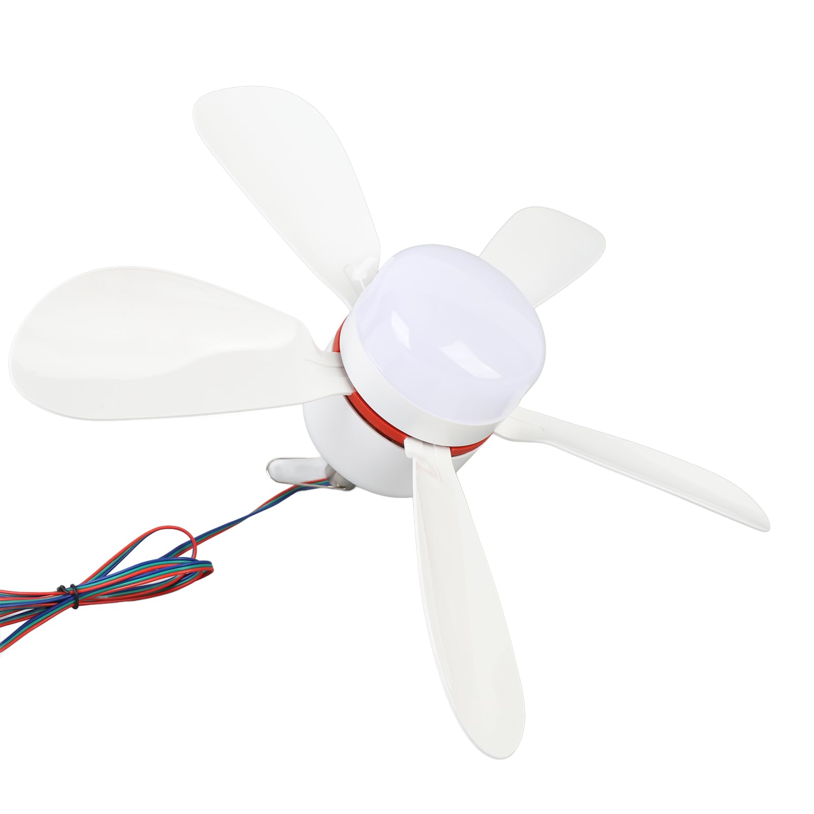 Tragbarer Deckenventilator, LED-Licht und abnehmbare Klingen, 16,5-Zoll-Lüfter, 12-V-DC für Camping, Outdoor und Reisen