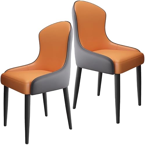 Miniatura 33 de YVYKFZD Leather Dining Chairs, Dining Room Chairs Set of 2/4, Kitchen Chair with Metal Leg and Backrest, Upholstered Comfy Side Chair, for Bedroom